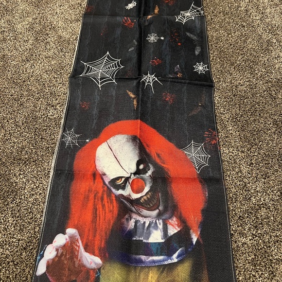 Spirit Halloween Evil Clown Linen Table Runner 14x72” - Picture 1 of 5